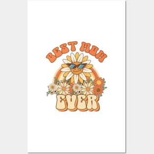 Best mom ever  Retro quote gift for funny mother Vintage floral pattern Posters and Art